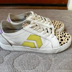 Dolce Vita Zaga mixed media white leather low top sneakers SIZE 7.5